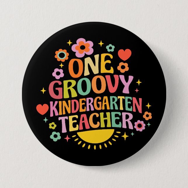 One groovy kindergarten teacher knapp (Framsida)