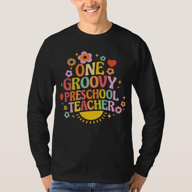 One groovy preschool teacher t shirt (Framsida)