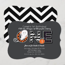 ONE Halloween Höst 1-års födelsedagsfest Inbjudan