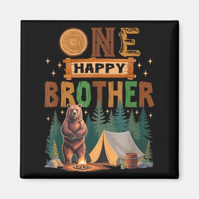 One Happy Brother Camper 1st Birthday Camng Bear  Magnet (Framsidan)