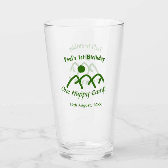 One happy camp green mountain sun 1st birthday  glaskopp (Framsida)