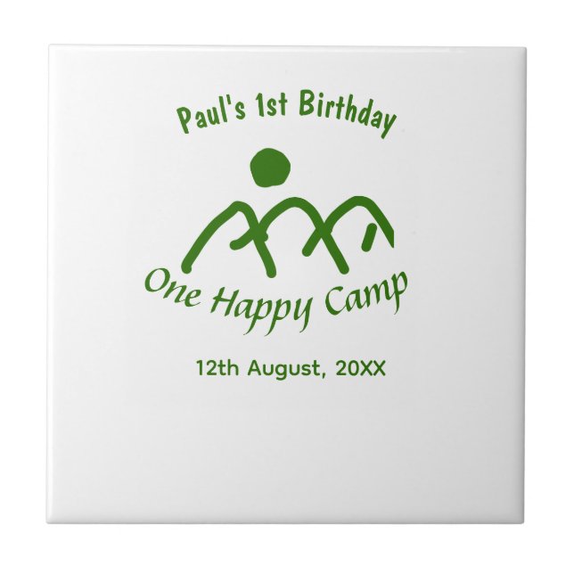 One happy camp green mountain sun 1st birthday  kakelplatta (Framsidan)