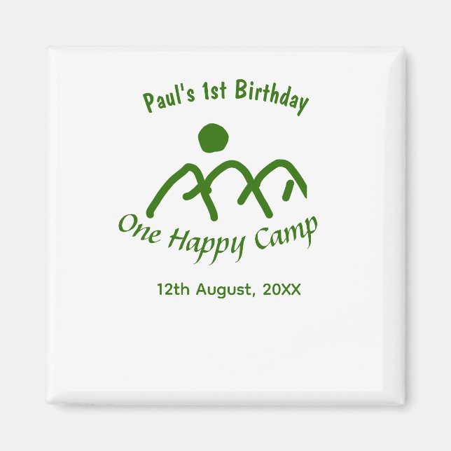 One happy camp green mountain sun 1st birthday  magnet (Framsidan)