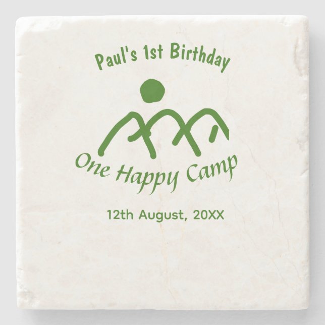 One happy camp green mountain sun 1st birthday  stenunderlägg (Framsidan)