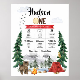One Happy Camper 1-års födelsedags milstolpsdiagra Poster
