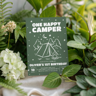 One Happy Camper 1-års inbjudan