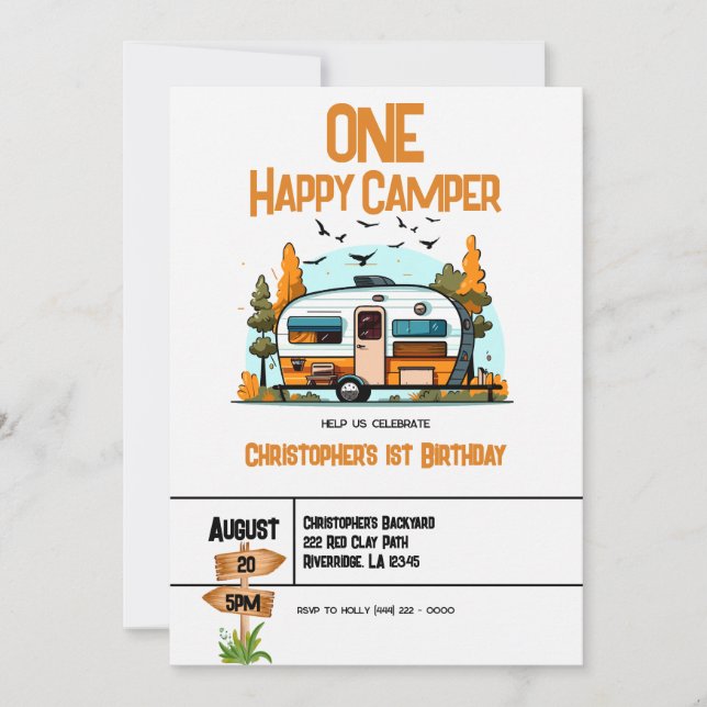 One Happy Camper Adventure 1-års födelsedagsfest  (Framsida)