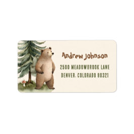 One Happy Camper Bear Return Address Labels Adressetikett