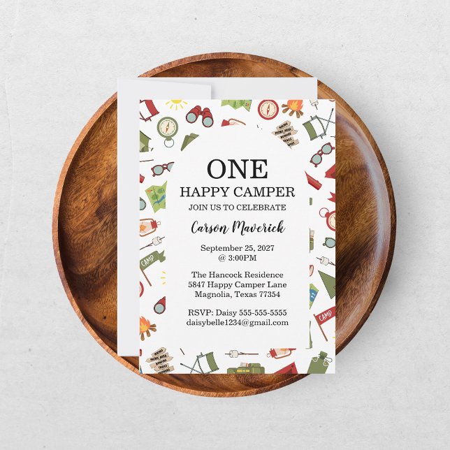 One Happy Camper Boys Birthday  Inbjudningar (Skapare uppladdad)