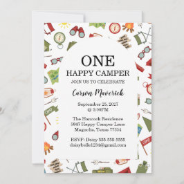 One Happy Camper Boys Birthday Inbjudningar