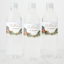 One Happy Camper Camping Boy Birthday Vattenflaskor Etikett