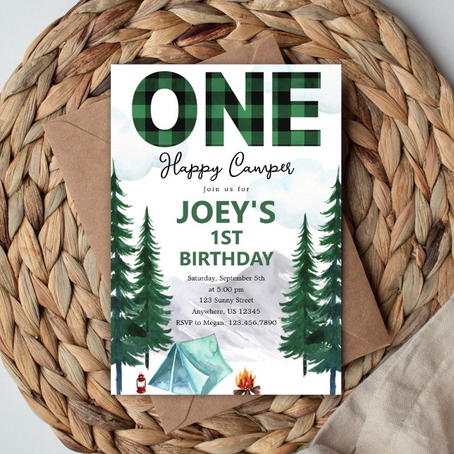 One Happy Camper First Birthday Invitation Inbjudningar (Skapare uppladdad)