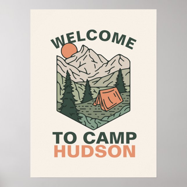 One Happy Camper First Birthday Party Welcome Sign Poster (Framsidan)