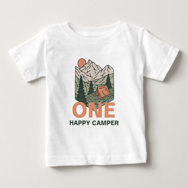 One Happy Camper First Birthday  T Shirt (Framsida)