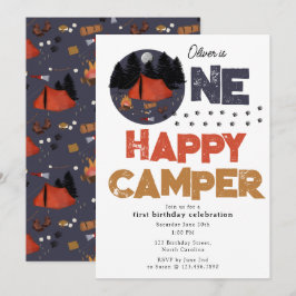 One Happy Camper Invite 1st Summer Birthday Inbjudningar