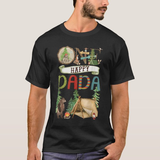 One Happy Dada Camper First Birthday Camng Bear  T Shirt (Framsida)