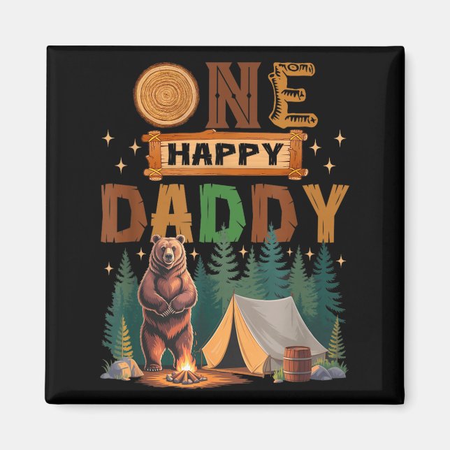 One Happy Daddy Camper 1st Birthday Camng Bear  Magnet (Framsidan)
