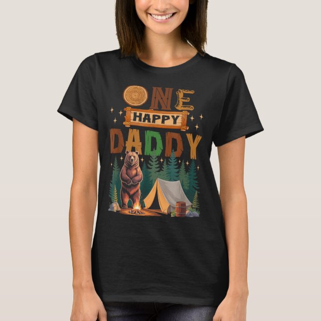 One Happy Daddy Camper 1st Birthday Camng Bear  T Shirt (Framsida)