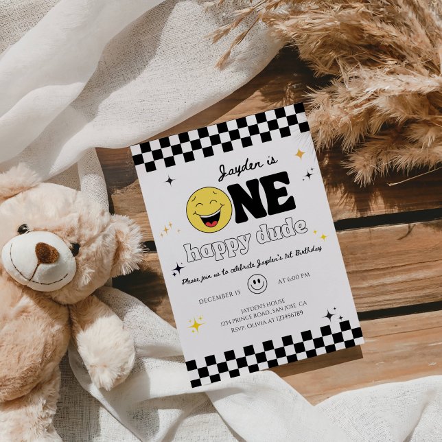 One Happy Dude 1-årsfest Inbjudningar (Skapare uppladdad)