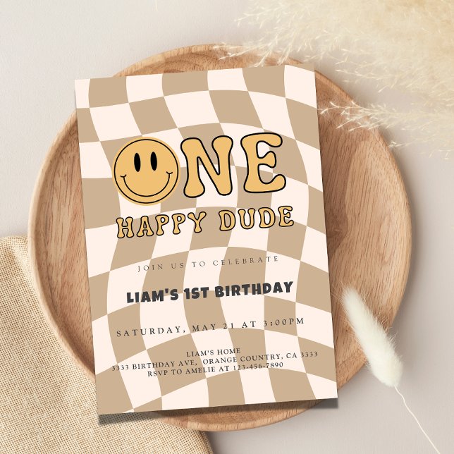 ONE HAPPY DUDE BIRTHDAY INBJUDNINGAR (Skapare uppladdad)