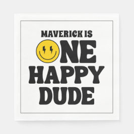 One Happy Dude Boy's Retro 1st Birthday Pappersservett