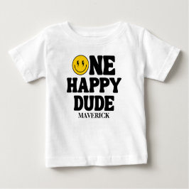 One Happy Dude Boy's Retro 1st Birthday  T Shirt