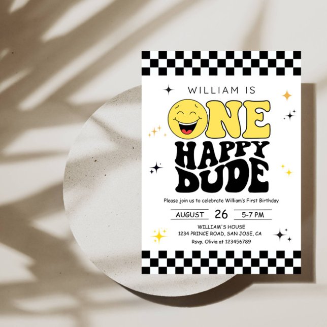One Happy Dude - Fun 1st Birthday Boy Party Inbjudningar (Skapare uppladdad)