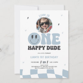 ONE HAPPY DUDE INVITATION, 1ST BIRTHDAY INVITATION INBJUDNINGAR