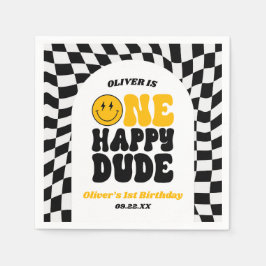 One Happy Dude Retro First 1st Birthday Party Pappersservett
