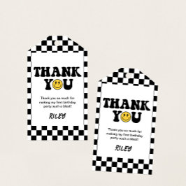 One Happy Dude Smiley 1-årsdag Tack Tags Presentetikett