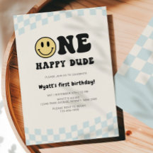One Happy Dude Smiley 1st Birthday