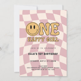 ONE HAPPY GIRL BIRTHDAY INVITATION  INBJUDNINGAR