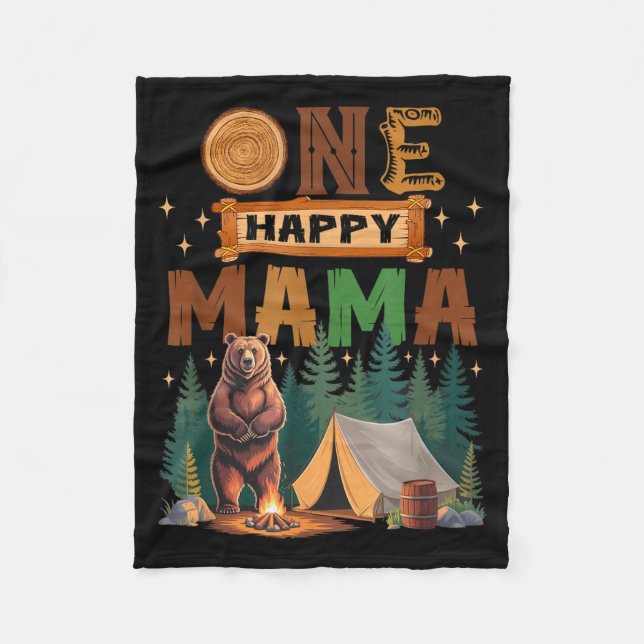 One Happy Mama Camper 1st Birthday Camng Bear  Fleecefilt (Framsidan)