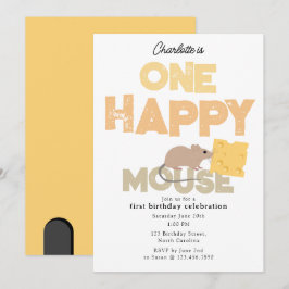 One Happy Mouse Invite 1st Cute Birthday Inbjudningar