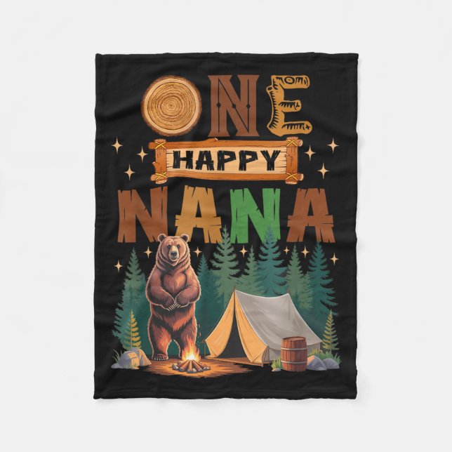 One Happy Nana Camper 1st Birthday Camng Bear  Fleecefilt (Framsidan)
