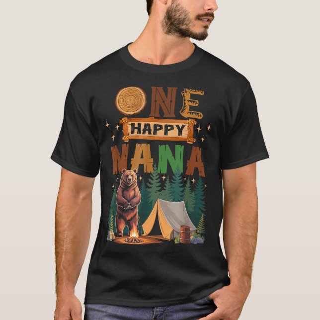 One Happy Nana Camper 1st Birthday Camng Bear  T Shirt (Framsida)
