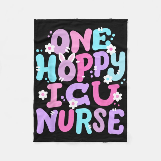 One Hoppy Icu Nurse Retro Groovy Glad påsk Bunn Fleecefilt (Framsidan)