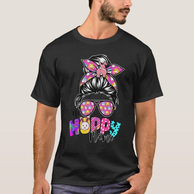 One Hoppy Mamma Messy Bun Leopard Glad påsk Cute T Shirt (Framsida)