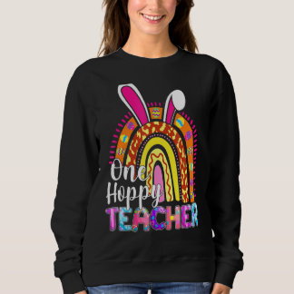 One Hoppy Teacher Bunny School Rainbow Leopard Eas T Shirt