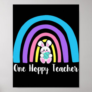 One Hoppy Teacher Glad påsk Day Bunnies Poster