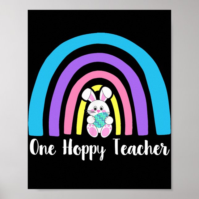 One Hoppy Teacher Glad påsk Day Bunnies Poster (Framsidan)