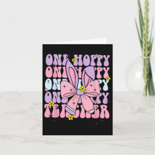 One Hoppy Teacher Retro Bunny Påsk Teacher Appre Kort