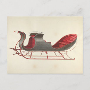 One Horse Open Sleigh - Fred Weiss Vykort