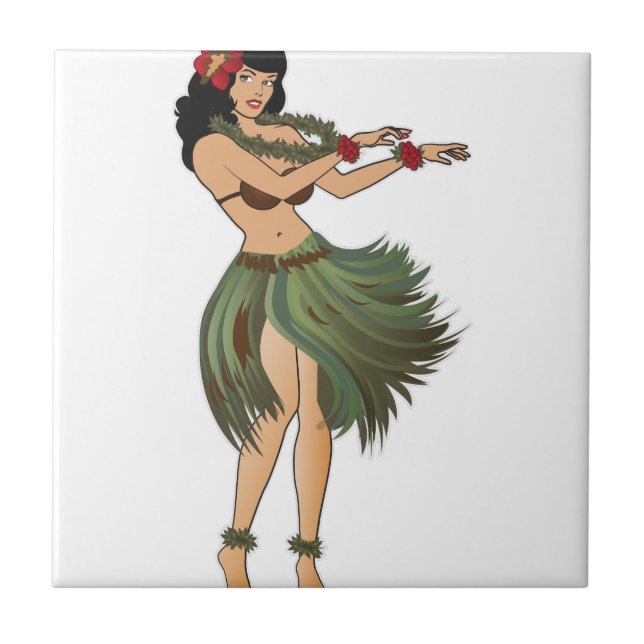 One Hula Girl Dancing Kakelplatta (Framsidan)