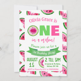 ONE i en melon födelsedagsinbjudan, vattenmelon Inbjudningar