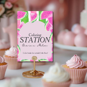 One i Melon Färg Station Rosa Vattenmelon Skylt Inbjudningar