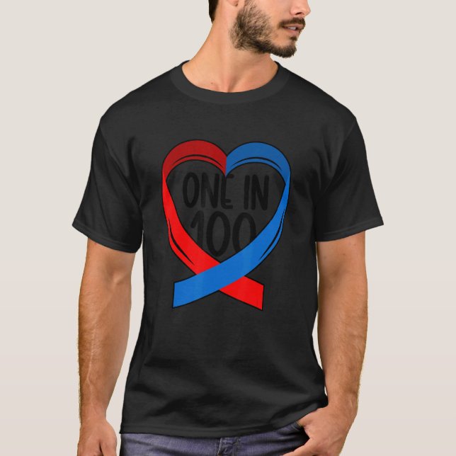 One In 100 CHD Warrior Congenital Heart Disease T Shirt (Framsida)