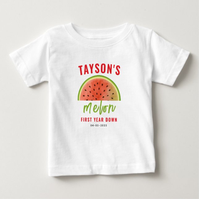 One in a Melon 1-års födelsedag – Söt vattenmelon T Shirt (Framsida)
