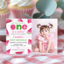 One In A Melon 1-års födelsedagsfoto med vattenmel