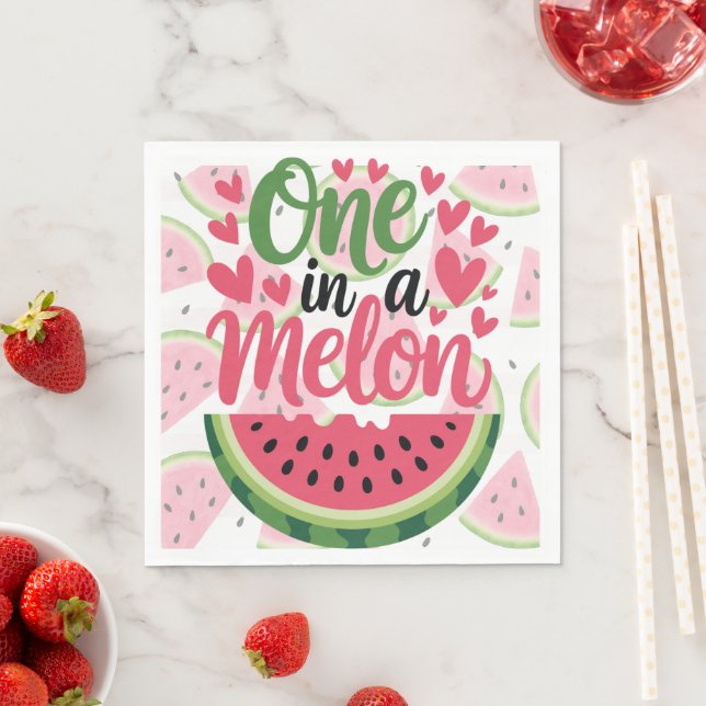 One In A Melon 1-årsfirande Pappersservetter (Insitu)